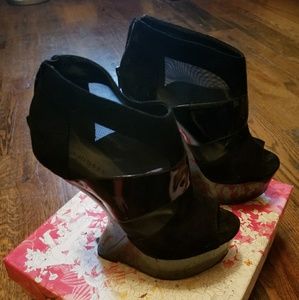 ***SOLD***Chinese Laundry black wedge micro